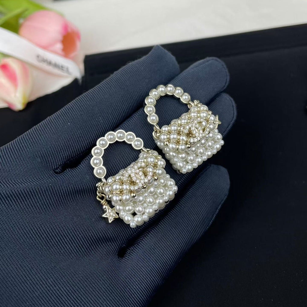 Chanel Pearl Bag Necklace Bracelet Earrings