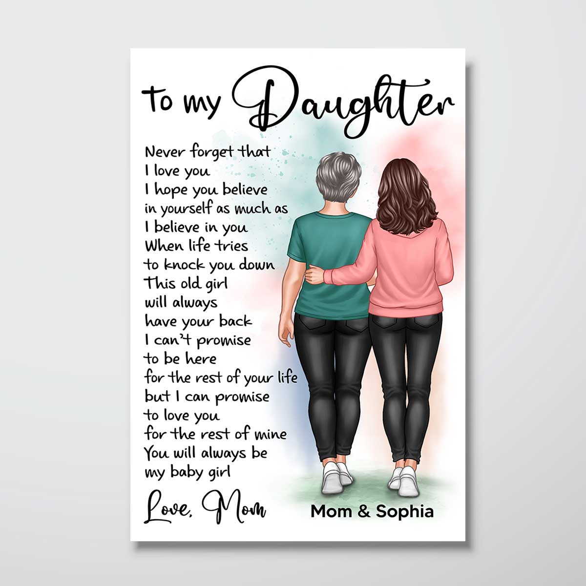 Mom And Daughter Walking To My Daughter Personalized Vertical Poster