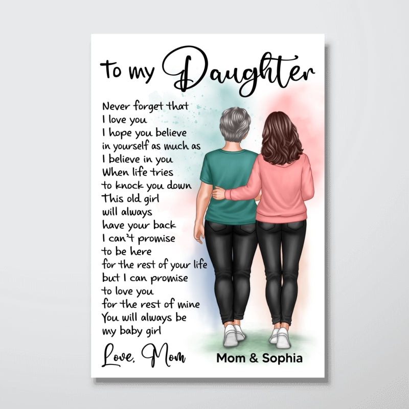 Mom And Daughter Walking To My Daughter Personalized Vertical Poster