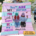 Modern Girls Besties Front View Wood Texture Gift For Besties Sisters Siblings Personalized Fleece Blanket