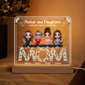 Mom And Daughters Sitting On Daisy Flowers Word Personalized Custom Shape Acrylic Plaque LED Night Light